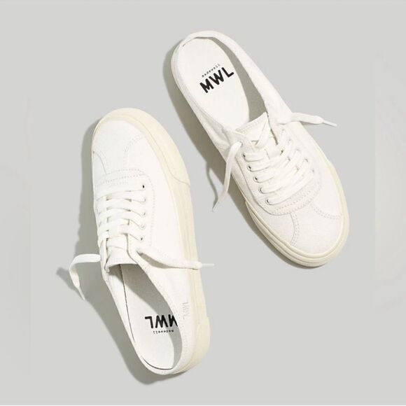 Madewell Shoes - Madewell Sidewalk backless slide In white Sneakers size 6.5